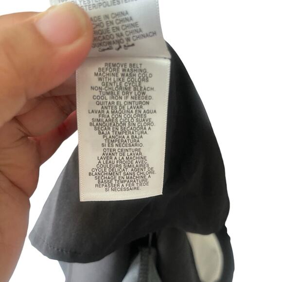 Jones New York Floral Asymmetrical Sleeveless Belted Mid Calf Dress Black 14 - Picture 9 of 10